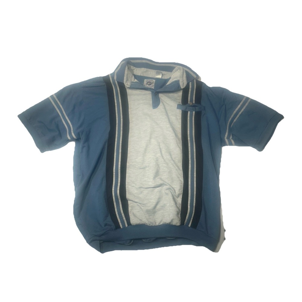 Vintage LD Sport International Men's 2XL Striped Polo Shirt Blue Gray